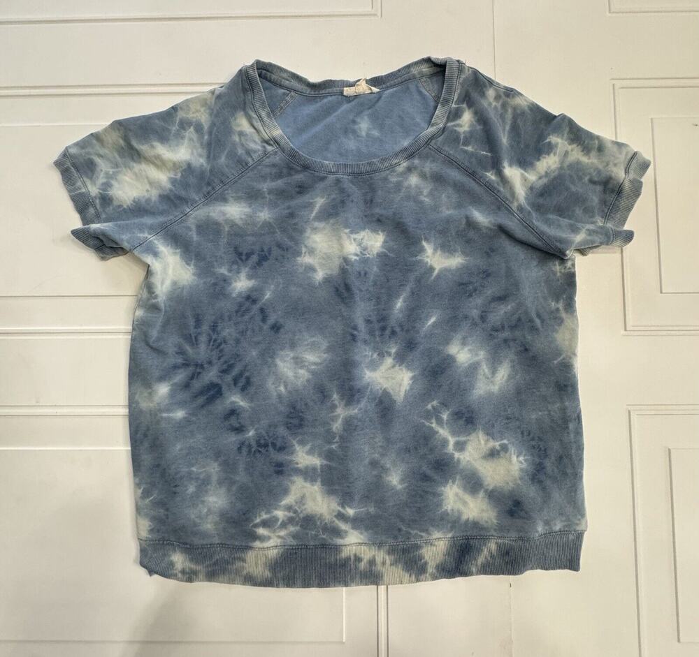 Jane and Delancey Womens Sz Large L Blue Short Sleeve Tie-Dye Sweatshirt